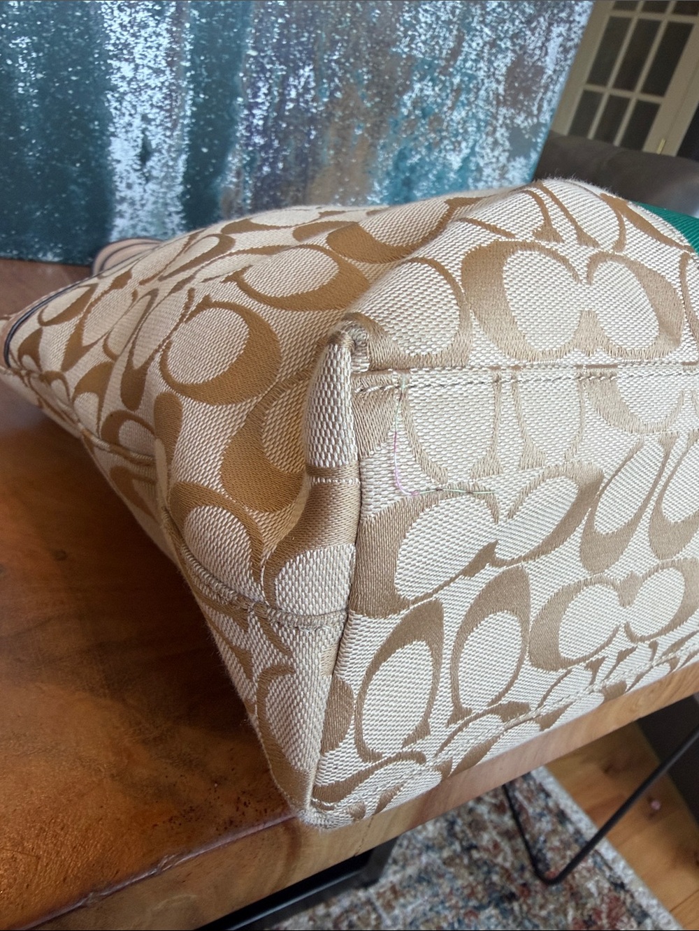 Coach 2013 Classic Jewel Tone Jacquard Monogram Signature Stripe Bag (GUC) - Picture 12 of 17